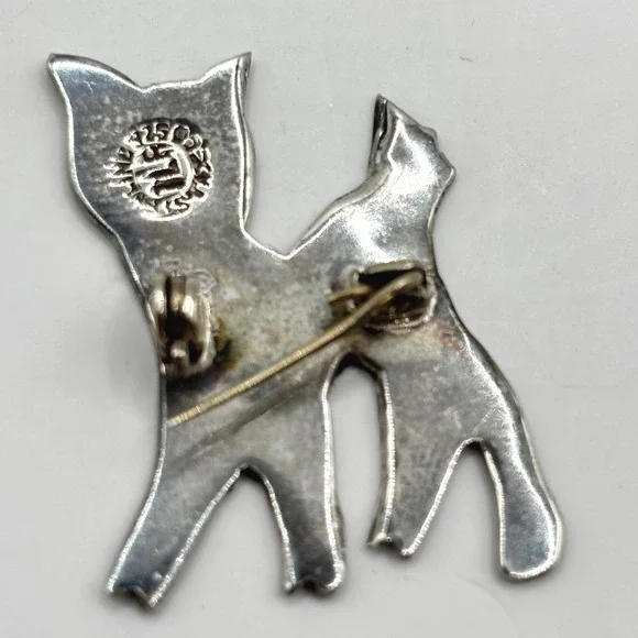 Vintage Mexico Taxco Sterling Silver Bambi Deer Pin Brooch Abalone - Picture 3 of 4